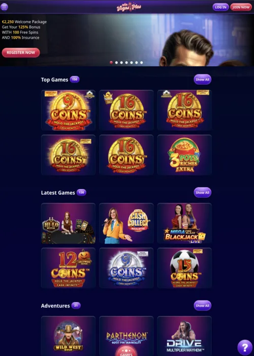 Lobby principal slots Vegas Win Vegas Plus