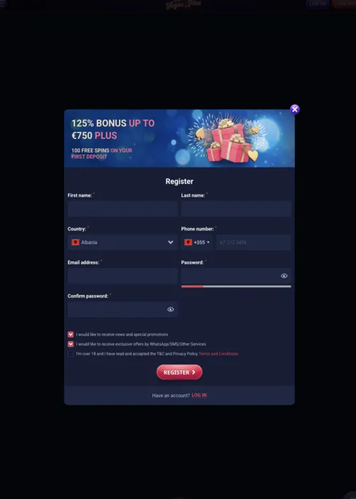 Création profil joueur instantané Win Vegas Plus